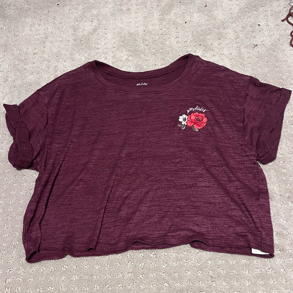 Gilly Hicks burgundy flowy tee